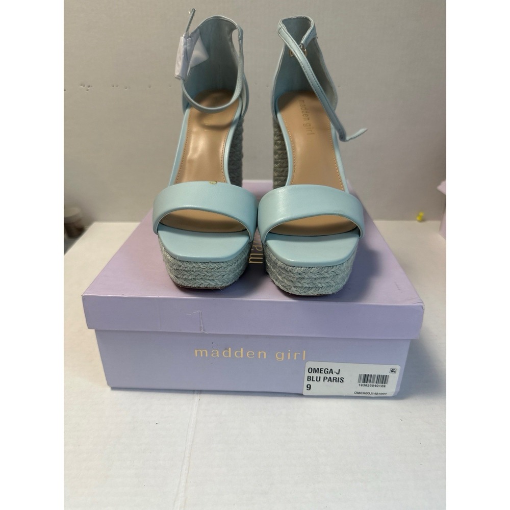 Madden Girl Omega-J Womens Light Blue Espadrille Platform Sandals Size 9 NIB